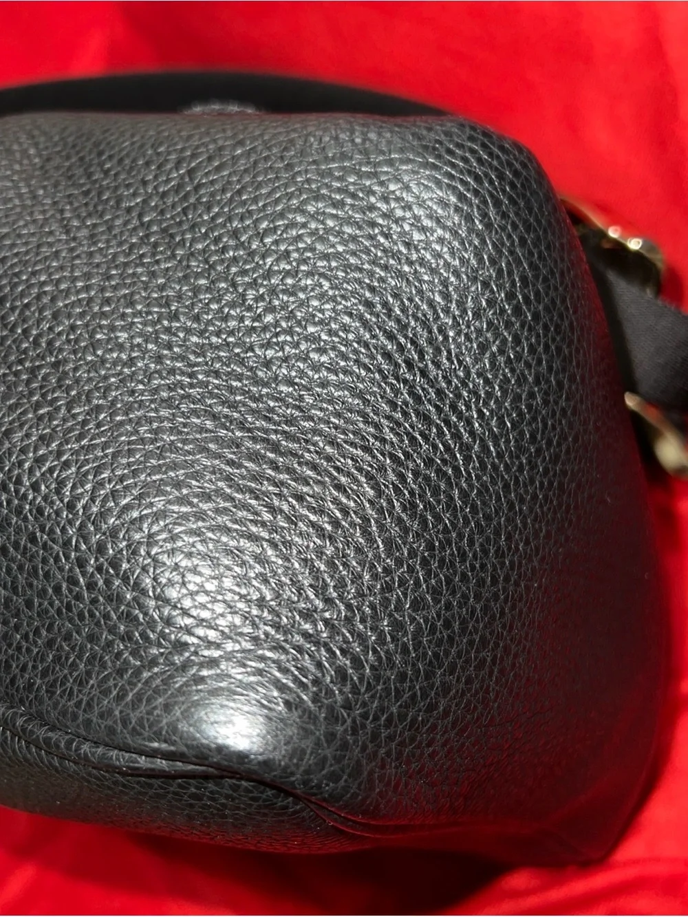 Authentic Salvatore Ferragamo Black Pebbled Leather Backpack with Gold Hardware
